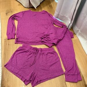 stars above (size xs) 3 piece pajama set, pants, shorts, top